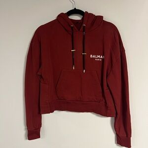 Authentic BALMAIN Women's Burgundy Hoodie